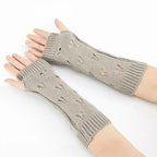 Women Vintage Gloves Hand Warmer Winter Gloves Women Arm Heart Mitten Warm Fingerless Gloves Stevvex