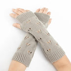 Women Vintage Gloves Hand Warmer Winter Gloves Women Arm Heart Mitten Warm Fingerless Gloves Stevvex