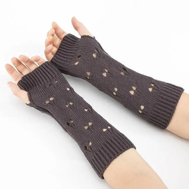 Women Vintage Gloves Hand Warmer Winter Gloves Women Arm Heart Mitten Warm Fingerless Gloves Stevvex