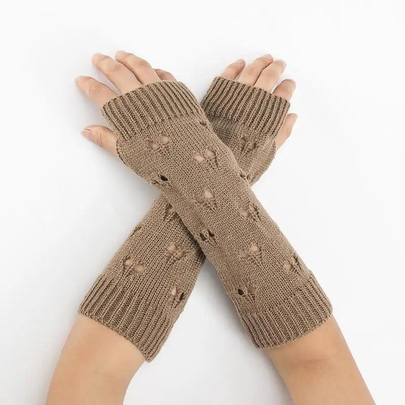 Women Vintage Gloves Hand Warmer Winter Gloves Women Arm Heart Mitten Warm Fingerless Gloves Stevvex