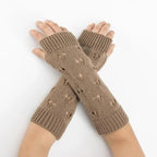 Women Vintage Gloves Hand Warmer Winter Gloves Women Arm Heart Mitten Warm Fingerless Gloves Stevvex