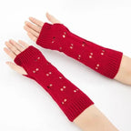 Women Vintage Gloves Hand Warmer Winter Gloves Women Arm Heart Mitten Warm Fingerless Gloves Stevvex