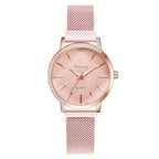 Women Watches New Luxury Fashion Quartz Ladies Watch Clock Rose Gold Diamond Dial Dress Casual Wristwatch Quartz Movement Girls Ladies Wristwatch Big Face Mesh Belt Watch And Bracelet Set