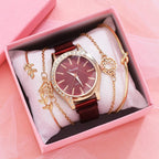 Women Watches New Luxury Fashion Quartz Ladies Watch Clock Rose Gold Diamond Dial Dress Casual Wristwatch Quartz Movement Girls Ladies Wristwatch Big Face Mesh Belt Watch And Bracelet Set