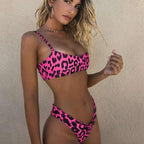 Women Wear Bikini Female Swimwear Beach Bikini Leopard Beachwear Set Women's Square Neck Wide Strap Swimsuit Cheeky Bikini Set High Waist 2 Piece Bathing Suit Bathing Suit Snakeskin Push Up Swimsuit Stevvex