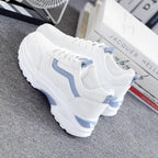 Women White Leather Sneakers Fashion Casual Woman Comfortable Breathable White Flats Platform Sneakers Low Top Sneaker Lace-up Classic Girls Comfortable Sneakers Stevvex