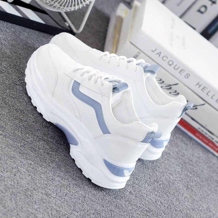 Women White Leather Sneakers Fashion Casual Woman Comfortable Breathable White Flats Platform Sneakers Low Top Sneaker Lace-up Classic Girls Comfortable Sneakers Stevvex