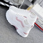 Women White Leather Sneakers Fashion Casual Woman Comfortable Breathable White Flats Platform Sneakers Low Top Sneaker Lace-up Classic Girls Comfortable Sneakers Stevvex