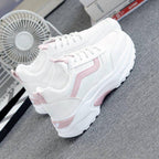 Women White Leather Sneakers Fashion Casual Woman Comfortable Breathable White Flats Platform Sneakers Low Top Sneaker Lace-up Classic Girls Comfortable Sneakers Stevvex
