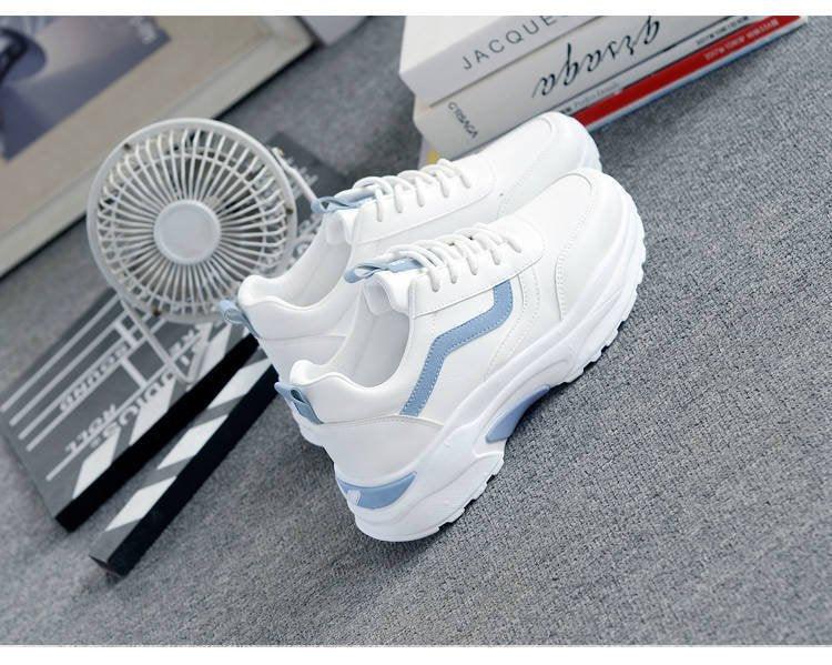 Women White Leather Sneakers Fashion Casual Woman Comfortable Breathable White Flats Platform Sneakers Low Top Sneaker Lace-up Classic Girls Comfortable Sneakers Stevvex
