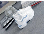Women White Leather Sneakers Fashion Casual Woman Comfortable Breathable White Flats Platform Sneakers Low Top Sneaker Lace-up Classic Girls Comfortable Sneakers Stevvex
