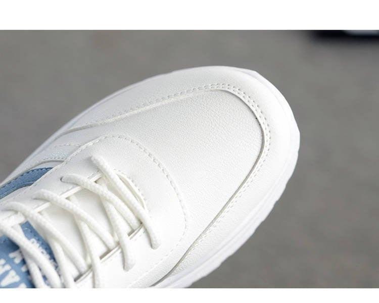 Women White Leather Sneakers Fashion Casual Woman Comfortable Breathable White Flats Platform Sneakers Low Top Sneaker Lace-up Classic Girls Comfortable Sneakers Stevvex