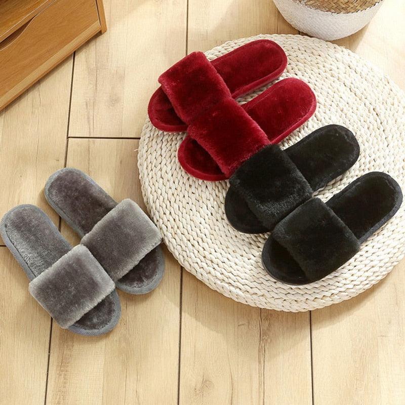 Women Winter Heart Shoes Woman Slides Plush Home Slippers Indoor House Shoes Winter Warm Fur Slippers With Embroidered Heart Details Soft And Warm House Slippers With Cushioned Insole Stevvex