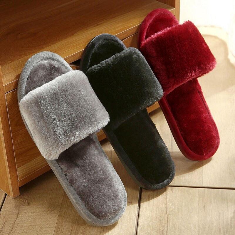 Women Winter Heart Shoes Woman Slides Plush Home Slippers Indoor House Shoes Winter Warm Fur Slippers With Embroidered Heart Details Soft And Warm House Slippers With Cushioned Insole Stevvex