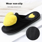 Women Winter Heart Shoes Woman Slides Plush Home Slippers Indoor House Shoes Winter Warm Fur Slippers With Embroidered Heart Details Soft And Warm House Slippers With Cushioned Insole Stevvex
