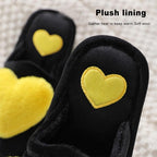Women Winter Heart Shoes Woman Slides Plush Home Slippers Indoor House Shoes Winter Warm Fur Slippers With Embroidered Heart Details Soft And Warm House Slippers With Cushioned Insole Stevvex