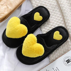 Women Winter Heart Shoes Woman Slides Plush Home Slippers Indoor House Shoes Winter Warm Fur Slippers With Embroidered Heart Details Soft And Warm House Slippers With Cushioned Insole Stevvex