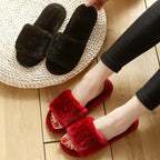 Women Winter Heart Shoes Woman Slides Plush Home Slippers Indoor House Shoes Winter Warm Fur Slippers With Embroidered Heart Details Soft And Warm House Slippers With Cushioned Insole Stevvex
