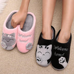 Women Winter Home Fur Slippers Cat Non-Slip Soft Warm House Indoor Bedroom Men Couples Memory Foam Floor Shoes Fluffy Slippers For Women Indoor Warm Furry Bedroom Slippers With Non Slip Outsole Stevvex