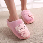 Women Winter Home Fur Slippers Cat Non-Slip Soft Warm House Indoor Bedroom Men Couples Memory Foam Floor Shoes Fluffy Slippers For Women Indoor Warm Furry Bedroom Slippers With Non Slip Outsole Stevvex