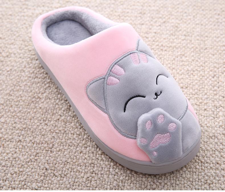 Women Winter Home Fur Slippers Cat Non-Slip Soft Warm House Indoor Bedroom Men Couples Memory Foam Floor Shoes Fluffy Slippers For Women Indoor Warm Furry Bedroom Slippers With Non Slip Outsole Stevvex
