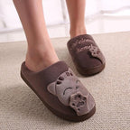 Women Winter Home Fur Slippers Cat Non-Slip Soft Warm House Indoor Bedroom Men Couples Memory Foam Floor Shoes Fluffy Slippers For Women Indoor Warm Furry Bedroom Slippers With Non Slip Outsole Stevvex