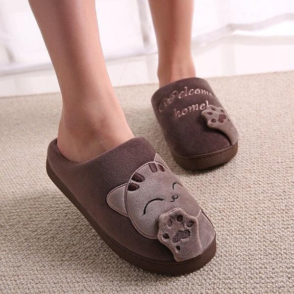 Women Winter Home Fur Slippers Cat Non-Slip Soft Warm House Indoor Bedroom Men Couples Memory Foam Floor Shoes Fluffy Slippers For Women Indoor Warm Furry Bedroom Slippers With Non Slip Outsole Stevvex
