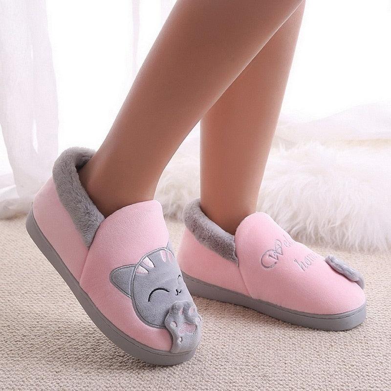 Women Winter Home Slippers Cat Shoes Non-Slip Soft Winter Warm House Slippers Indoor Bedroom Couples Shoes Womens Slippers Slip On Memory Foam House Outdoor Indoor Warm Fuzzy Plush Slippers Stevvex