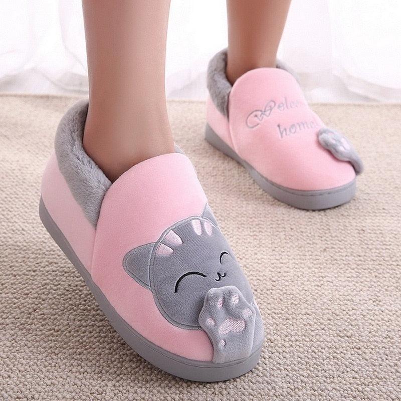 Women Winter Home Slippers Cat Shoes Non-Slip Soft Winter Warm House Slippers Indoor Bedroom Couples Shoes Womens Slippers Slip On Memory Foam House Outdoor Indoor Warm Fuzzy Plush Slippers Stevvex
