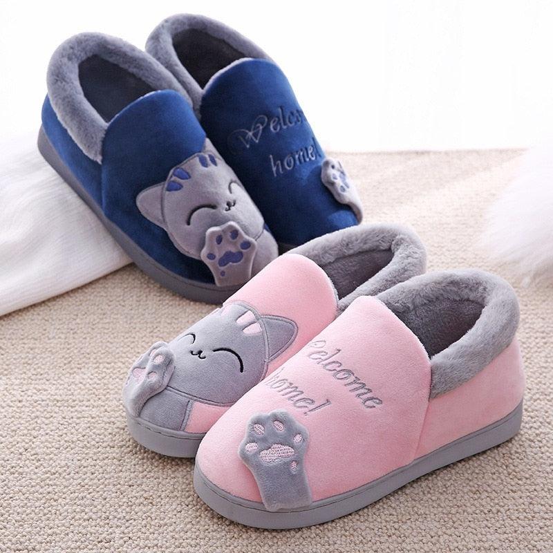 Women Winter Home Slippers Cat Shoes Non-Slip Soft Winter Warm House Slippers Indoor Bedroom Couples Shoes Womens Slippers Slip On Memory Foam House Outdoor Indoor Warm Fuzzy Plush Slippers Stevvex