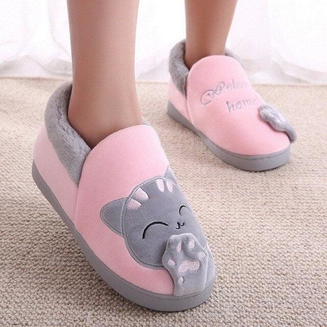 Women Winter Home Slippers Cat Shoes Non-Slip Soft Winter Warm House Slippers Indoor Bedroom Couples Shoes Womens Slippers Slip On Memory Foam House Outdoor Indoor Warm Fuzzy Plush Slippers Stevvex