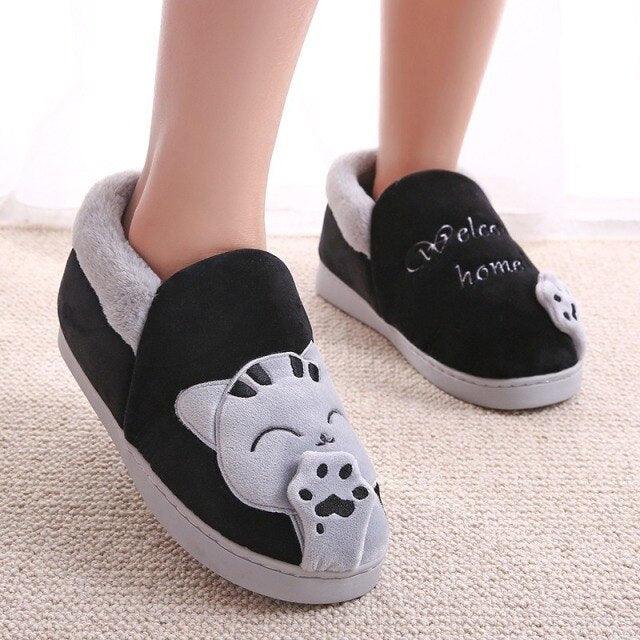 Women Winter Home Slippers Cat Shoes Non-Slip Soft Winter Warm House Slippers Indoor Bedroom Couples Shoes Womens Slippers Slip On Memory Foam House Outdoor Indoor Warm Fuzzy Plush Slippers Stevvex