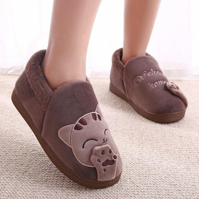 Women Winter Home Slippers Cat Shoes Non-Slip Soft Winter Warm House Slippers Indoor Bedroom Couples Shoes Womens Slippers Slip On Memory Foam House Outdoor Indoor Warm Fuzzy Plush Slippers Stevvex