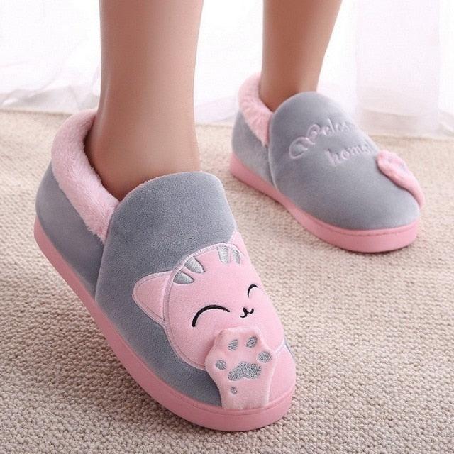 Women Winter Home Slippers Cat Shoes Non-Slip Soft Winter Warm House Slippers Indoor Bedroom Couples Shoes Womens Slippers Slip On Memory Foam House Outdoor Indoor Warm Fuzzy Plush Slippers Stevvex