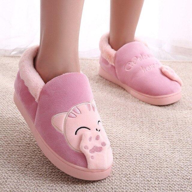 Women Winter Home Slippers Cat Shoes Non-Slip Soft Winter Warm House Slippers Indoor Bedroom Couples Shoes Womens Slippers Slip On Memory Foam House Outdoor Indoor Warm Fuzzy Plush Slippers Stevvex