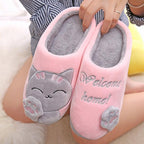 Women Winter Home Slippers Cat Shoes Soft Winter Warm House Slippers Indoor Bedroom Couples Slippers Super Soft Lightweight Bedroom Shoes Waterproof Rubber Sole Indoor Outdoor For Women Stevvex