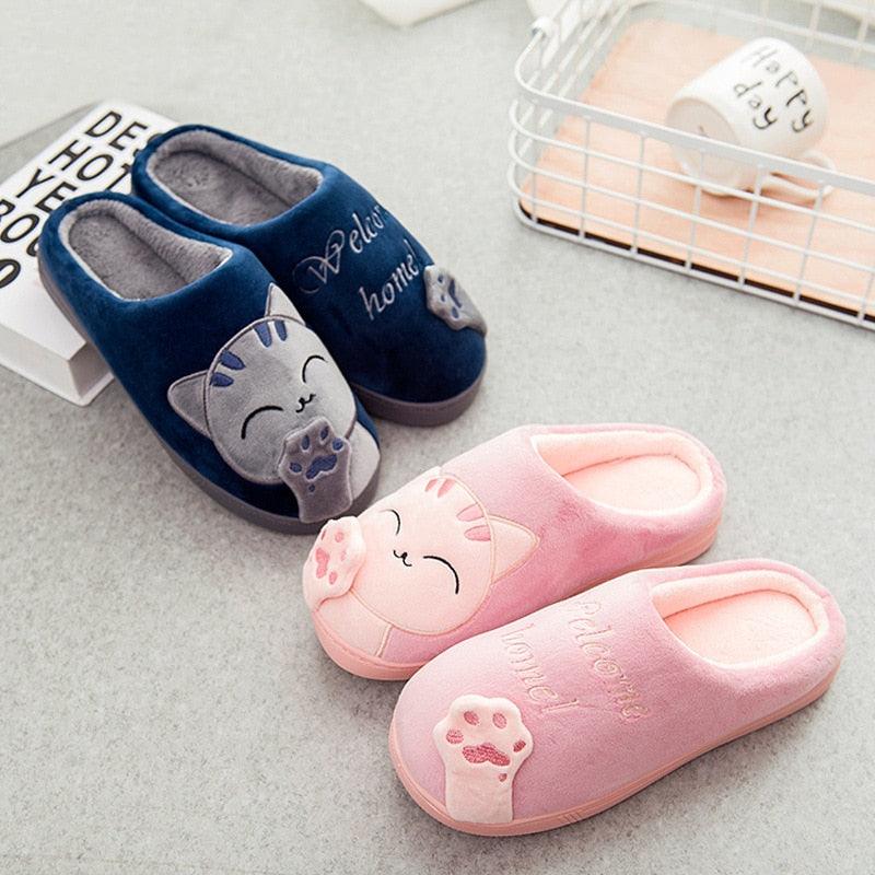 Women Winter Home Slippers Cat Shoes Soft Winter Warm House Slippers Indoor Bedroom Couples Slippers Super Soft Lightweight Bedroom Shoes Waterproof Rubber Sole Indoor Outdoor For Women Stevvex