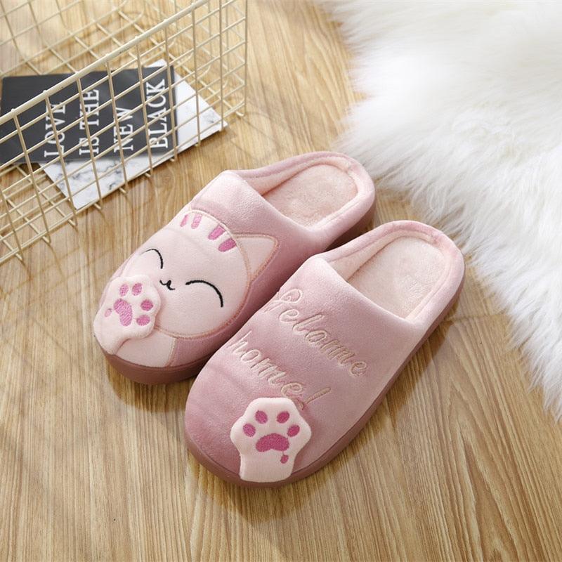 Women Winter Home Slippers Cat Shoes Soft Winter Warm House Slippers Indoor Bedroom Couples Slippers Super Soft Lightweight Bedroom Shoes Waterproof Rubber Sole Indoor Outdoor For Women Stevvex