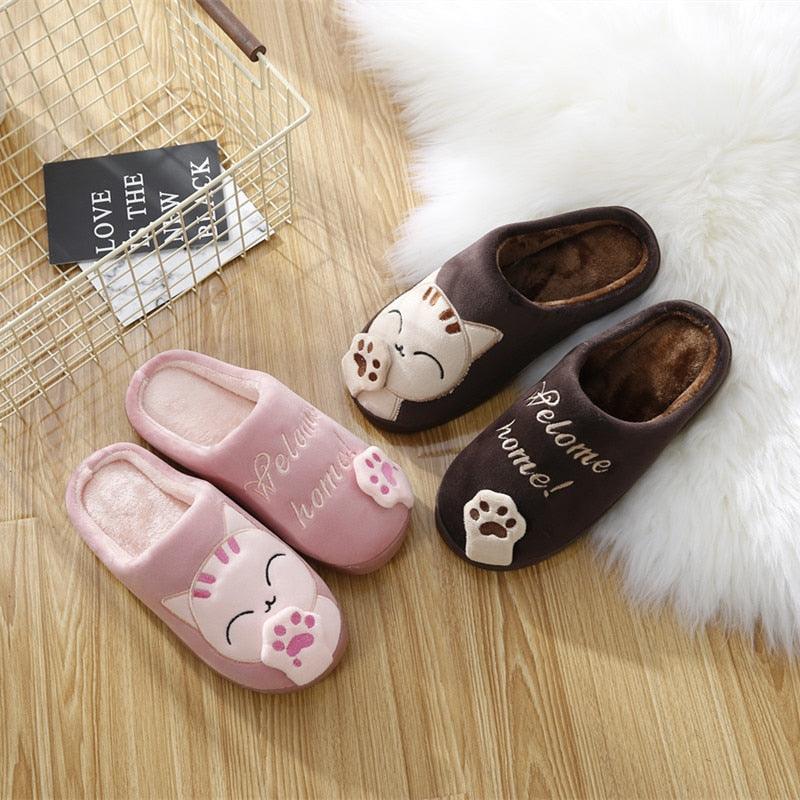 Women Winter Home Slippers Cat Shoes Soft Winter Warm House Slippers Indoor Bedroom Couples Slippers Super Soft Lightweight Bedroom Shoes Waterproof Rubber Sole Indoor Outdoor For Women Stevvex