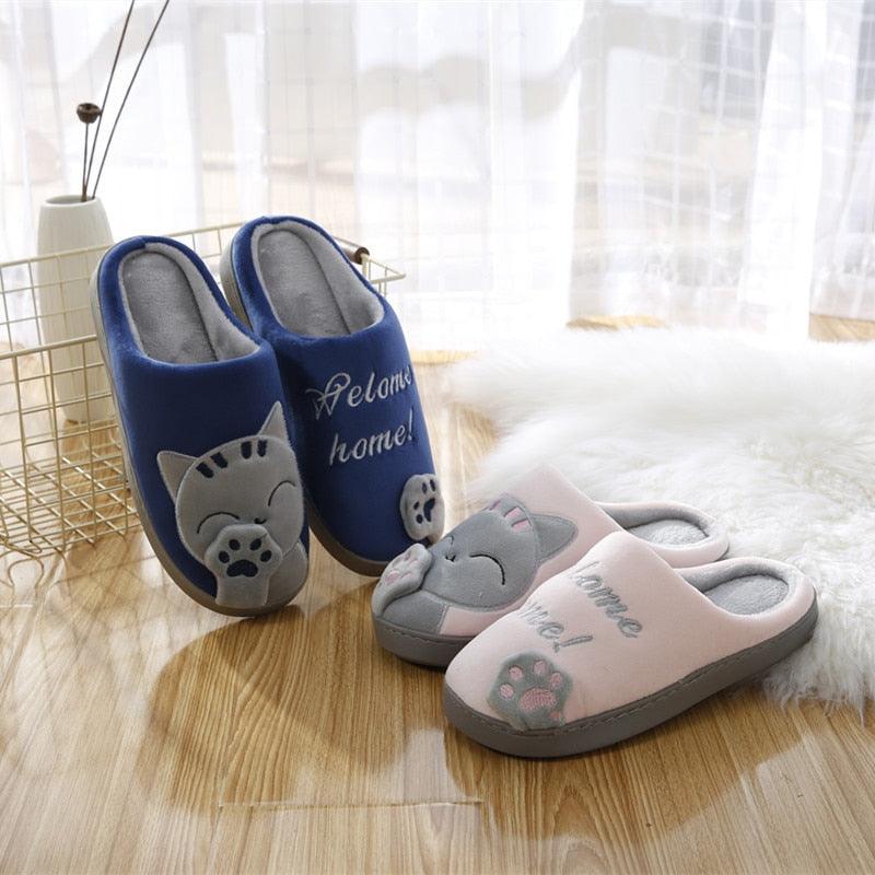 Women Winter Home Slippers Cat Shoes Soft Winter Warm House Slippers Indoor Bedroom Couples Slippers Super Soft Lightweight Bedroom Shoes Waterproof Rubber Sole Indoor Outdoor For Women Stevvex