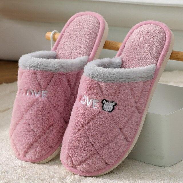 Women Winter Home Slippers Cute Shoes Non-Slip Soft Winter Warm Slipper Indoor Bedroom Couples Floor Shoes Women's House Slippers Indoor Memory Foam Cotton-Blend Knitted Autumn Winter Slippers Stevvex