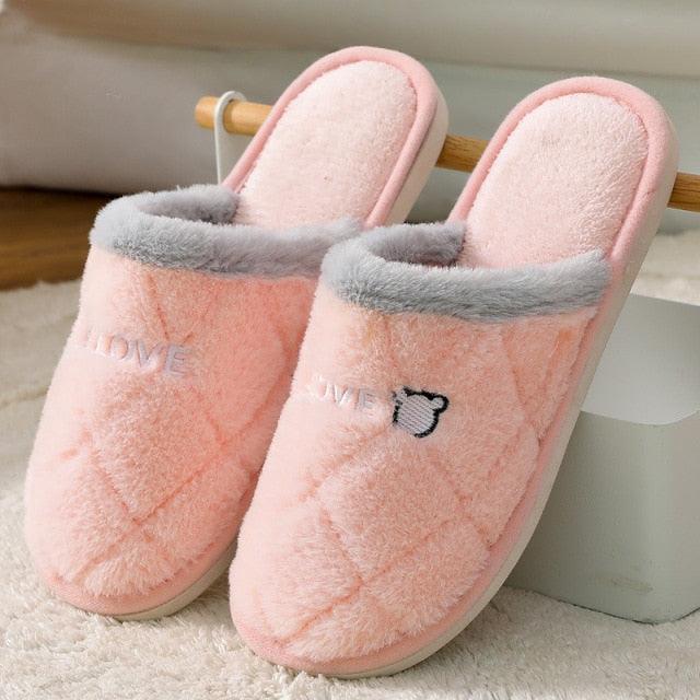 Women Winter Home Slippers Cute Shoes Non-Slip Soft Winter Warm Slipper Indoor Bedroom Couples Floor Shoes Women's House Slippers Indoor Memory Foam Cotton-Blend Knitted Autumn Winter Slippers Stevvex