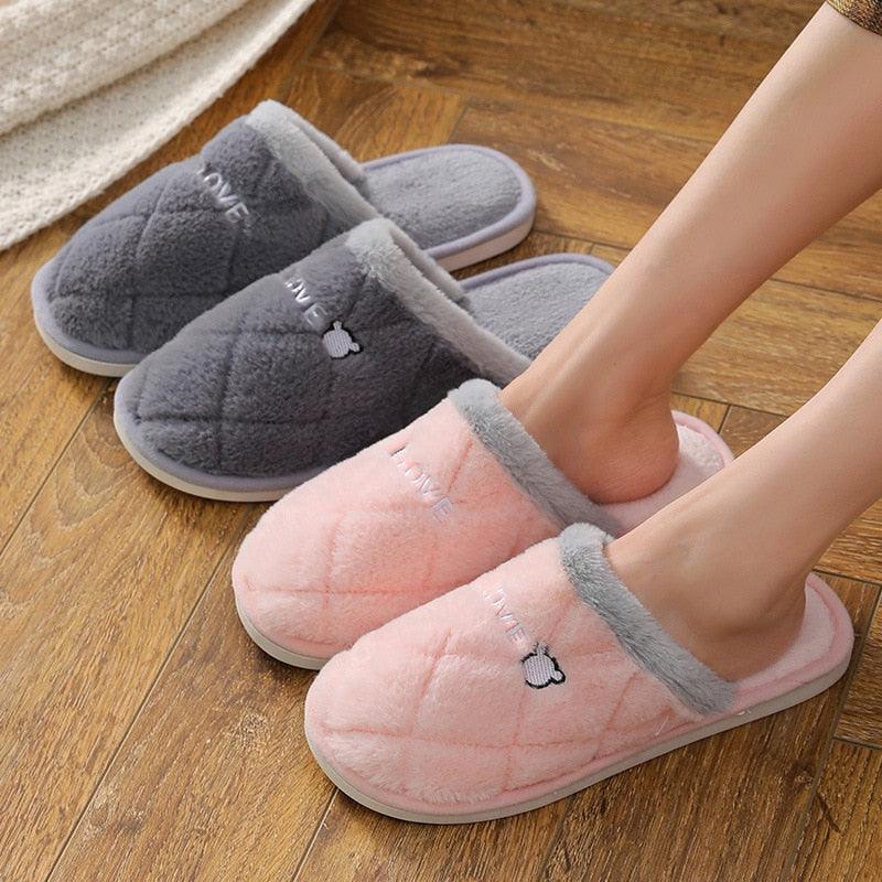 Women Winter Home Slippers Cute Shoes Non-Slip Soft Winter Warm Slipper Indoor Bedroom Couples Floor Shoes Women's House Slippers Indoor Memory Foam Cotton-Blend Knitted Autumn Winter Slippers Stevvex