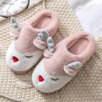 Women Winter Home Slippers Deer Elk Non-slip Soft Warm House Shoes Mens GIrs Indoor Bedroom Couples Floor Footwear Fuzzy House Slippers For Women Durable Furry Bedroom Slipper Lightweight And Non-Slip Stevvex