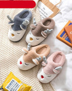 Women Winter Home Slippers Deer Elk Non-slip Soft Warm House Shoes Mens GIrs Indoor Bedroom Couples Floor Footwear Fuzzy House Slippers For Women Durable Furry Bedroom Slipper Lightweight And Non-Slip Stevvex