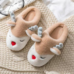 Women Winter Home Slippers Deer Elk Non-slip Soft Warm House Shoes Mens GIrs Indoor Bedroom Couples Floor Footwear Fuzzy House Slippers For Women Durable Furry Bedroom Slipper Lightweight And Non-Slip Stevvex
