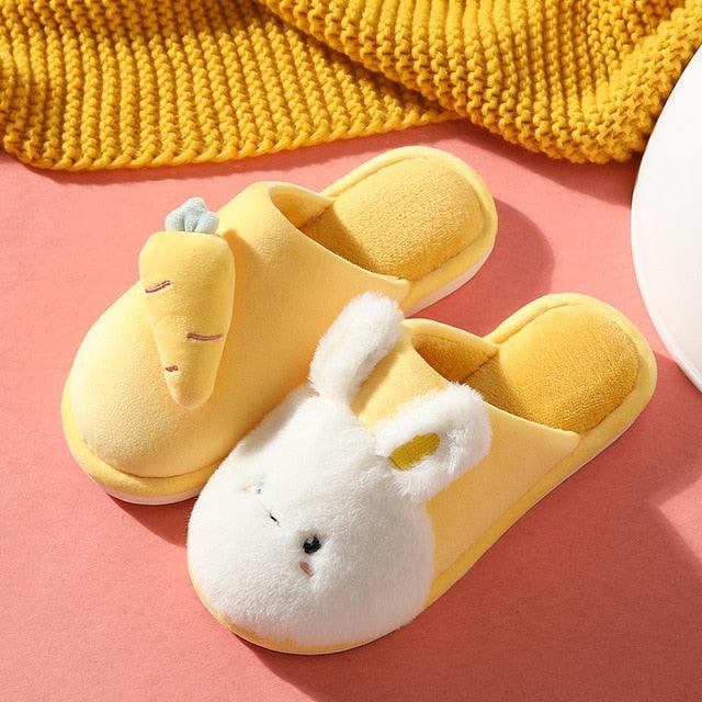 Women Winter House Fur Slippers Warm Cotton Rabbit Shoes Indoor Bedroom Women Men Furry Slides Cotton Home Slippers Soft Fleece Plush House Warm Comfortable Slippers Stevvex