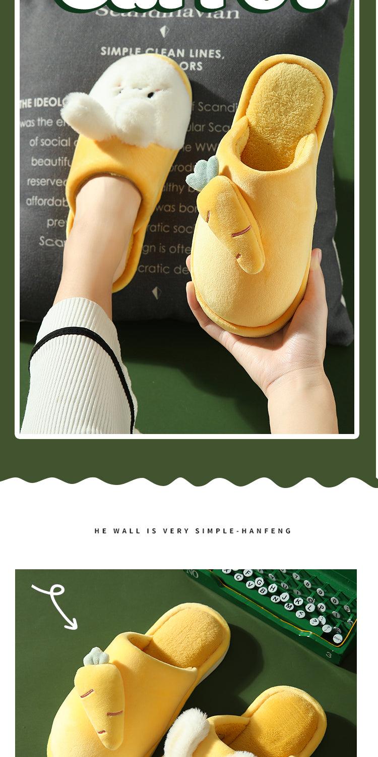 Women Winter House Fur Slippers Warm Cotton Rabbit Shoes Indoor Bedroom Women Men Furry Slides Cotton Home Slippers Soft Fleece Plush House Warm Comfortable Slippers Stevvex