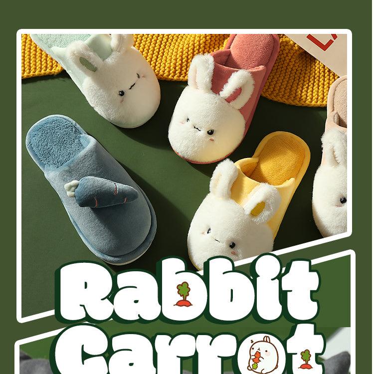 Women Winter House Fur Slippers Warm Cotton Rabbit Shoes Indoor Bedroom Women Men Furry Slides Cotton Home Slippers Soft Fleece Plush House Warm Comfortable Slippers Stevvex