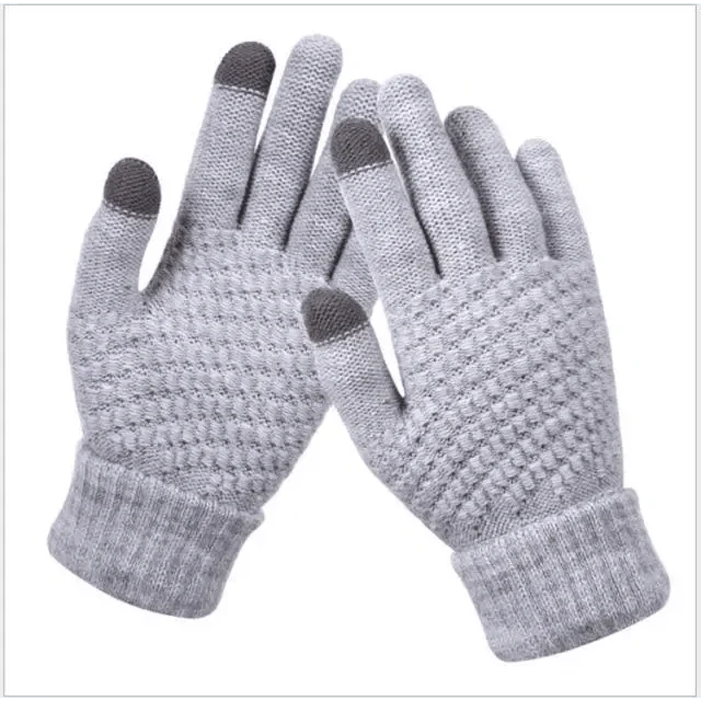 Women Winter Modern Touchscreen Gloves Thicken Warm Knitted Stretch One Size Gloves Full Finger Outdoor Skiing Gloves Stevvex